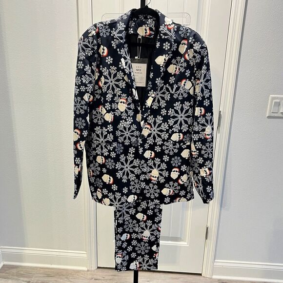 Wisholic 2 Piece Santa Suit Jacket and Pants Size 3X Santa Snowflakes Christmas - Picture 1 of 16